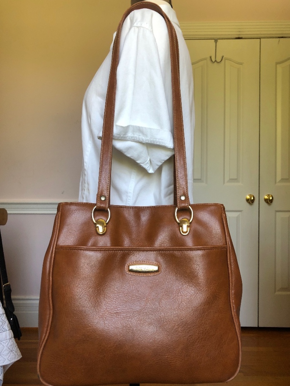 Vintage Capezio Brown Faux Leather Tote Bag